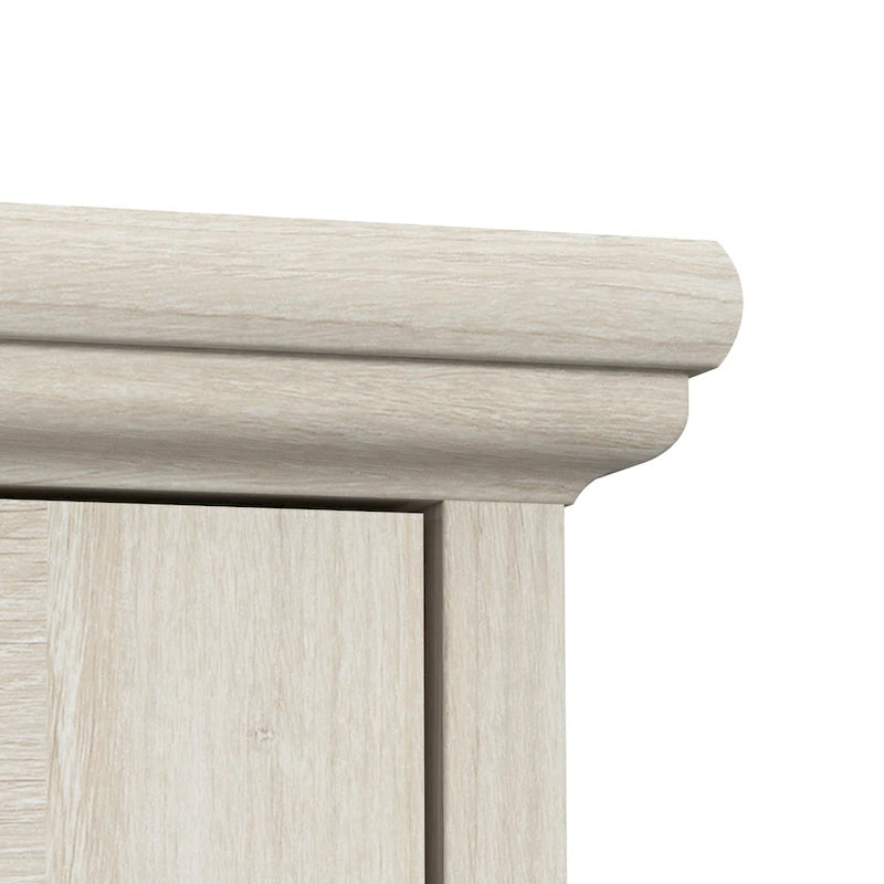 Linen White Oak 5-Shelf Bookcase with Glass Doors, Set of 2
