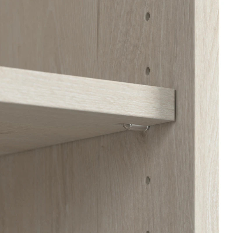 Linen White Oak 5-Shelf Bookcase with Glass Doors, Set of 2