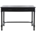2-Drawer Writing Desk with Chevron Pattern – Black, Taupe, Distressed Grey & White