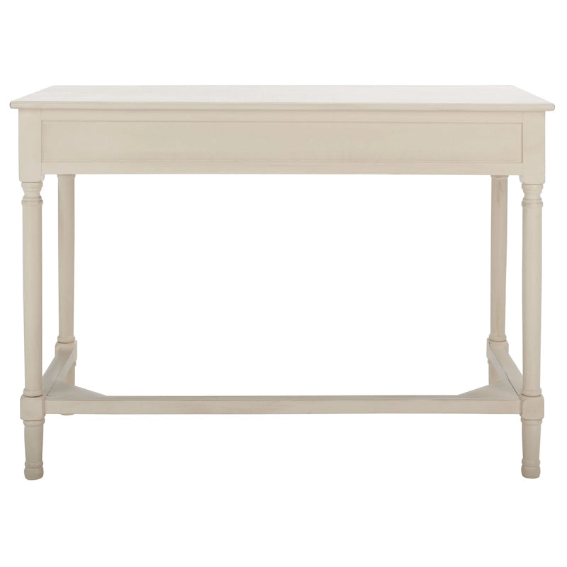 2-Drawer Writing Desk with Chevron Pattern – Black, Taupe, Distressed Grey & White