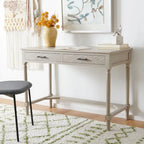 2-Drawer Writing Desk with Chevron Pattern – Black, Taupe, Distressed Grey & White