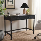 2-Drawer Writing Desk with Chevron Pattern – Black, Taupe, Distressed Grey & White