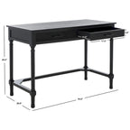 2-Drawer Writing Desk with Chevron Pattern – Black, Taupe, Distressed Grey & White