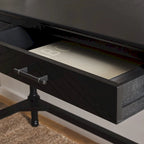 2-Drawer Writing Desk with Chevron Pattern – Black, Taupe, Distressed Grey & White