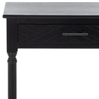 2-Drawer Writing Desk with Chevron Pattern – Black, Taupe, Distressed Grey & White