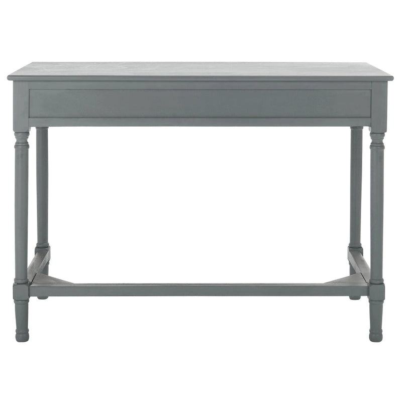 2-Drawer Writing Desk with Chevron Pattern – Black, Taupe, Distressed Grey & White