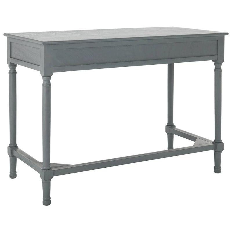2-Drawer Writing Desk with Chevron Pattern – Black, Taupe, Distressed Grey & White