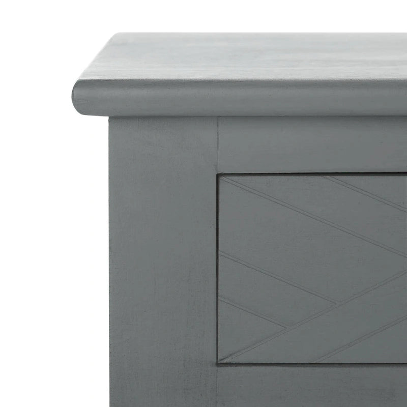 2-Drawer Writing Desk with Chevron Pattern – Black, Taupe, Distressed Grey & White