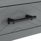 2-Drawer Writing Desk with Chevron Pattern – Black, Taupe, Distressed Grey & White
