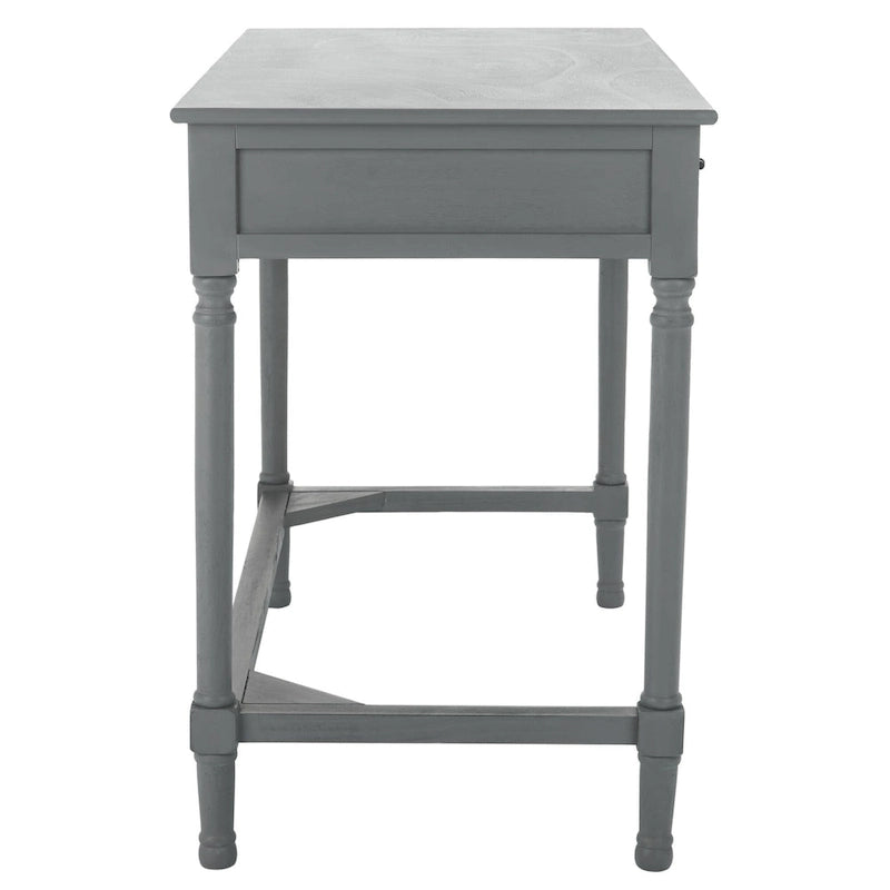 2-Drawer Writing Desk with Chevron Pattern – Black, Taupe, Distressed Grey & White