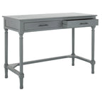 2-Drawer Writing Desk with Chevron Pattern – Black, Taupe, Distressed Grey & White
