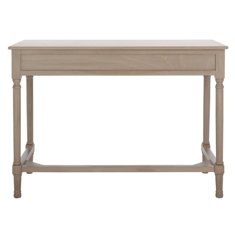 2-Drawer Writing Desk with Chevron Pattern – Black, Taupe, Distressed Grey & White