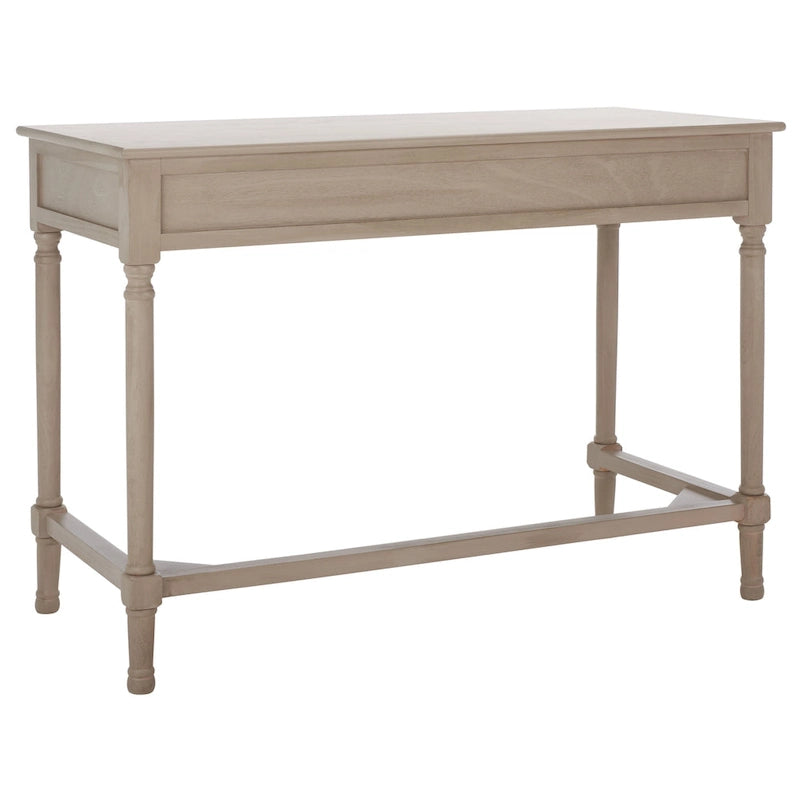 2-Drawer Writing Desk with Chevron Pattern – Black, Taupe, Distressed Grey & White