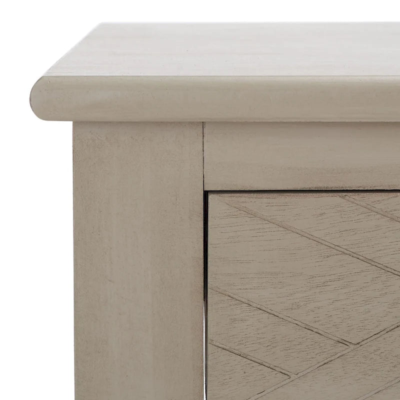2-Drawer Writing Desk with Chevron Pattern – Black, Taupe, Distressed Grey & White