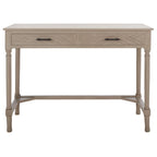 2-Drawer Writing Desk with Chevron Pattern – Black, Taupe, Distressed Grey & White