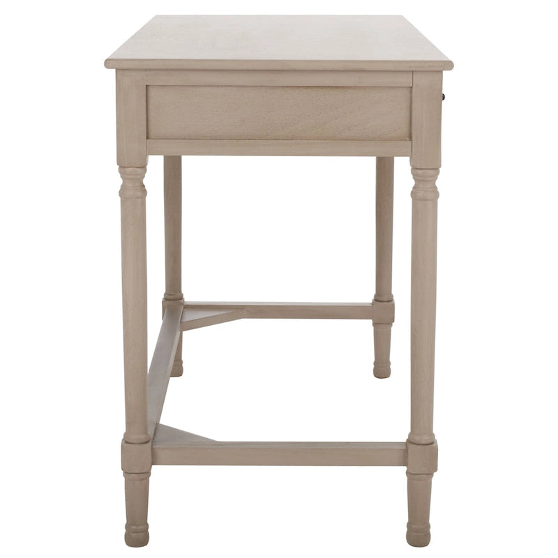 2-Drawer Writing Desk with Chevron Pattern – Black, Taupe, Distressed Grey & White
