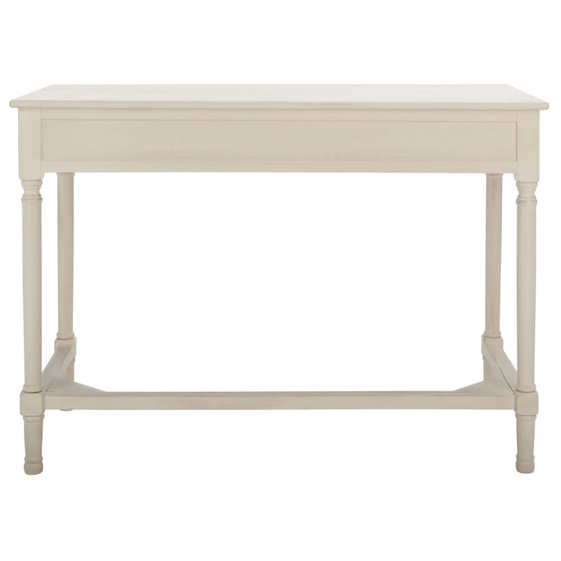 2-Drawer Writing Desk with Chevron Pattern – Black, Taupe, Distressed Grey & White