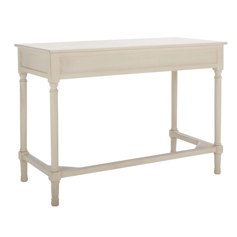 2-Drawer Writing Desk with Chevron Pattern – Black, Taupe, Distressed Grey & White