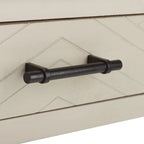 2-Drawer Writing Desk with Chevron Pattern – Black, Taupe, Distressed Grey & White