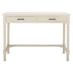 2-Drawer Writing Desk with Chevron Pattern – Black, Taupe, Distressed Grey & White