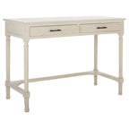 2-Drawer Writing Desk with Chevron Pattern – Black, Taupe, Distressed Grey & White