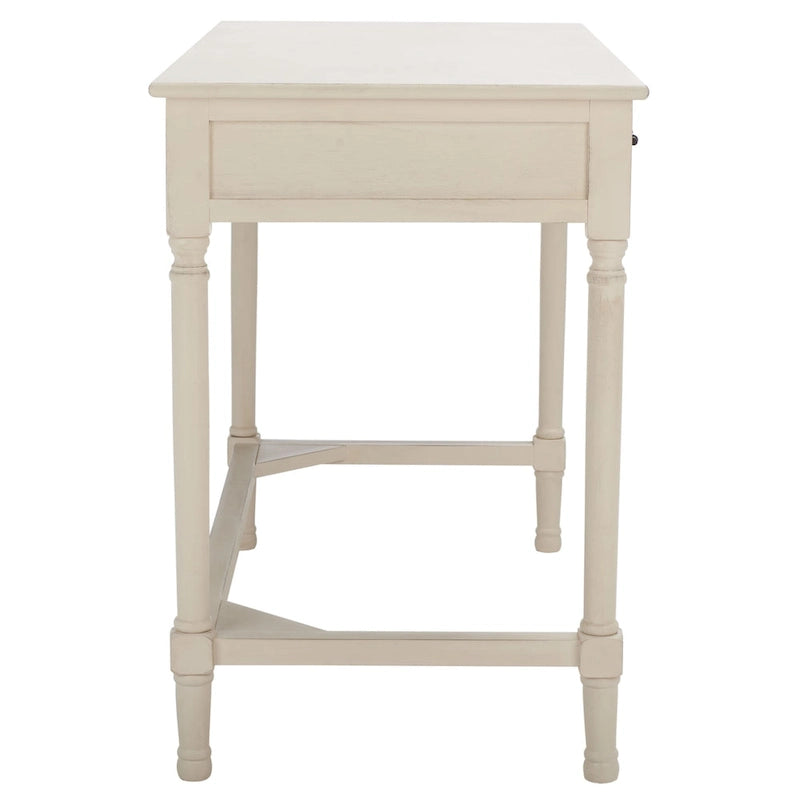 2-Drawer Writing Desk with Chevron Pattern – Black, Taupe, Distressed Grey & White