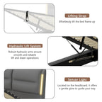 Grey Queen Hydraulic Lift Platform Bed with Storage, 1-Person