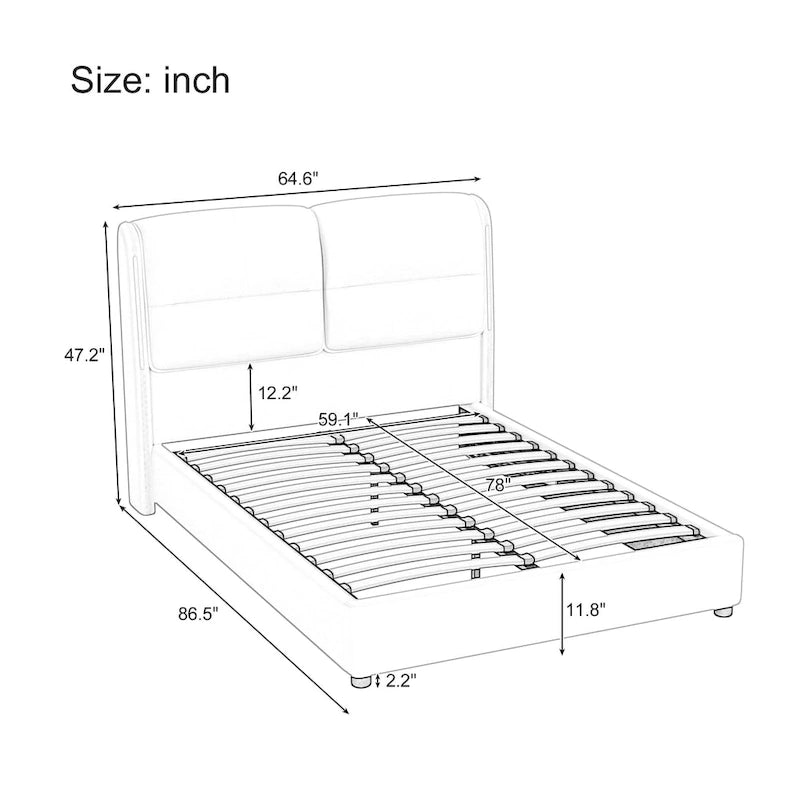 Grey Queen Hydraulic Lift Platform Bed with Storage, 1-Person