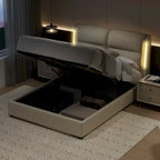 Grey Queen Hydraulic Lift Platform Bed with Storage, 1-Person