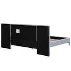 White Boucle King Upholstered Bed with Lights & Shelving