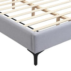 White Boucle King Upholstered Bed with Lights & Shelving