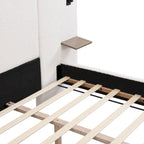 White Boucle King Upholstered Bed with Lights & Shelving