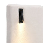 White Boucle King Upholstered Bed with Lights & Shelving