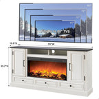 Farmhouse Style Electric Fireplace TV Stand, Fits up to 80" TV – Antique White / Black / Light Brown / Purple Oak