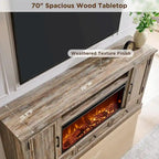 Farmhouse Style Electric Fireplace TV Stand, Fits up to 80" TV – Antique White / Black / Light Brown / Purple Oak