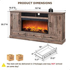 Farmhouse Style Electric Fireplace TV Stand, Fits up to 80" TV – Antique White / Black / Light Brown / Purple Oak