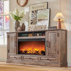 Farmhouse Style Electric Fireplace TV Stand, Fits up to 80" TV – Antique White / Black / Light Brown / Purple Oak