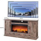 Farmhouse Style Electric Fireplace TV Stand, Fits up to 80" TV – Antique White / Black / Light Brown / Purple Oak