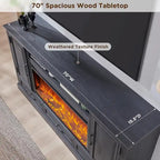 Farmhouse Style Electric Fireplace TV Stand, Fits up to 80" TV – Antique White / Black / Light Brown / Purple Oak