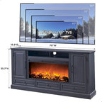 Farmhouse Style Electric Fireplace TV Stand, Fits up to 80" TV – Antique White / Black / Light Brown / Purple Oak