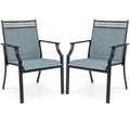 High-Back Patio Armchair, Blue/Coffee/Black, Set of 2