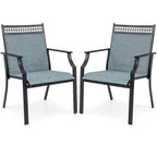 High-Back Patio Armchair, Blue/Coffee/Black, Set of 2