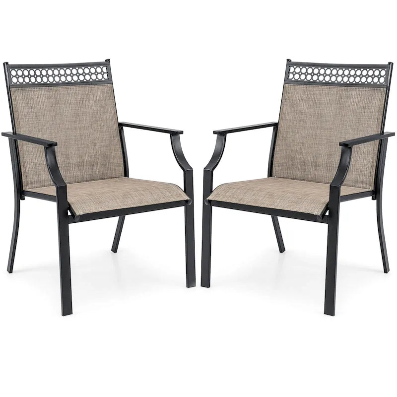 High-Back Patio Armchair, Blue/Coffee/Black, Set of 2