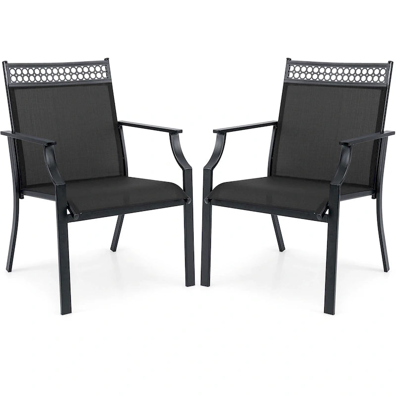 High-Back Patio Armchair, Blue/Coffee/Black, Set of 2