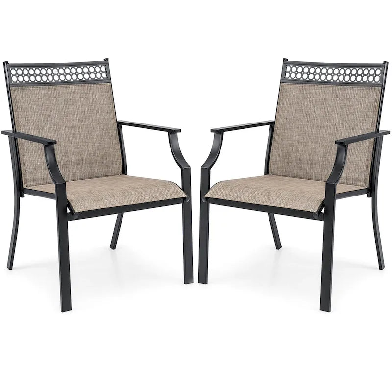 High-Back Patio Armchair, Blue/Coffee/Black, Set of 2
