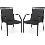 High-Back Patio Armchair, Blue/Coffee/Black, Set of 2