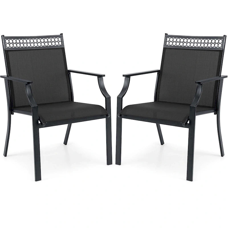 High-Back Patio Armchair, Blue/Coffee/Black, Set of 2