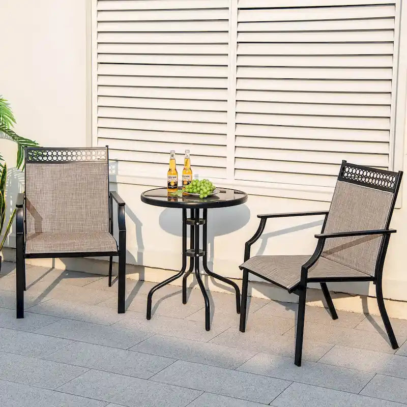 High-Back Patio Armchair, Blue/Coffee/Black, Set of 2