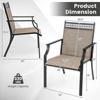 High-Back Patio Armchair, Blue/Coffee/Black, Set of 2