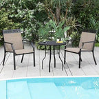 High-Back Patio Armchair, Blue/Coffee/Black, Set of 2